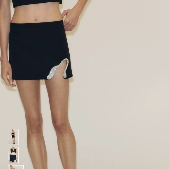 NWT Zara Black Mini Skirt with Pearl Detail sz Medium - Picture 8 of 8